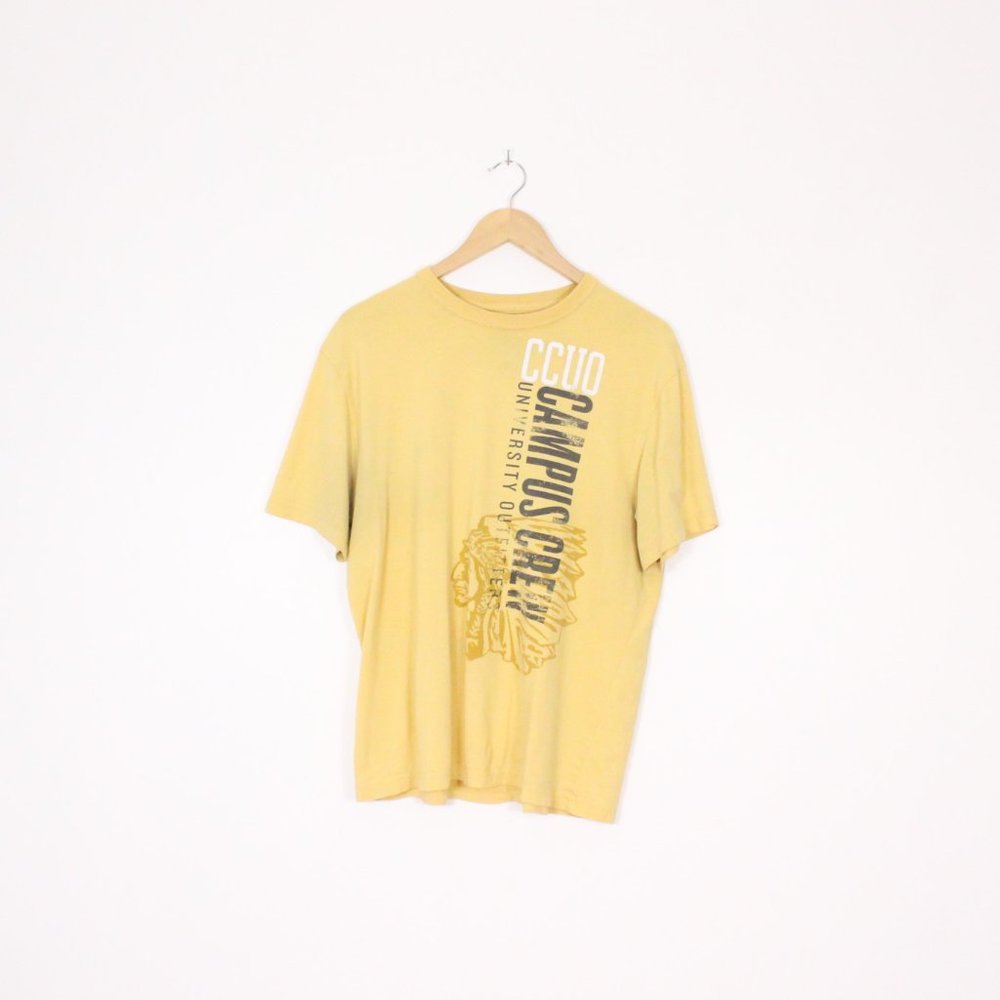 Mens Campus Crew Yellow Graphic Shirt